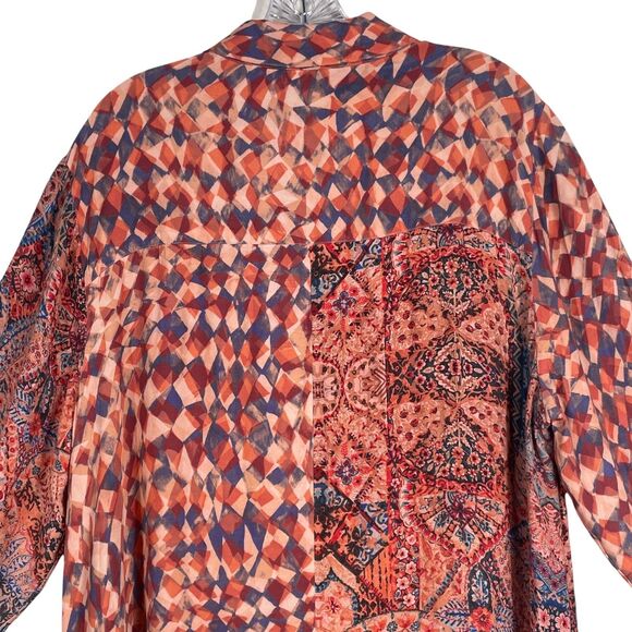 Soft Surroundings Atacama Patchwork Maxi Dress 1X Boho Orange Blue - Picture 10 of 16